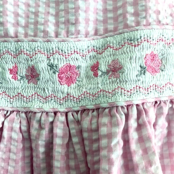 Pink & White Checkered dress w/ Smocking - Picture 2 of 9